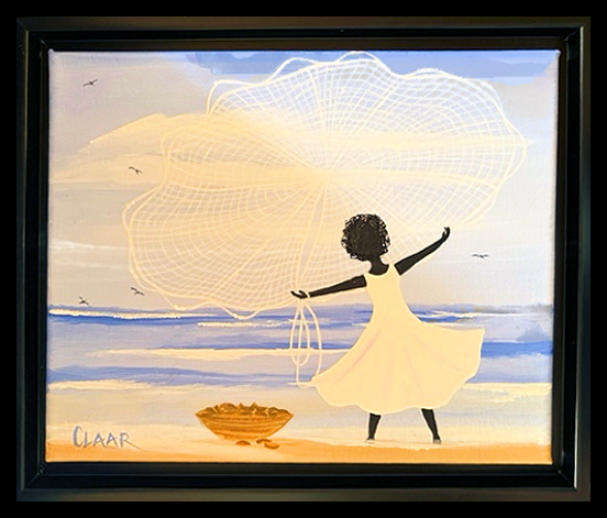 Casting For Clouds original Acrylic 8 x 10 Gullah Artwork Painting by Samantha CLARR